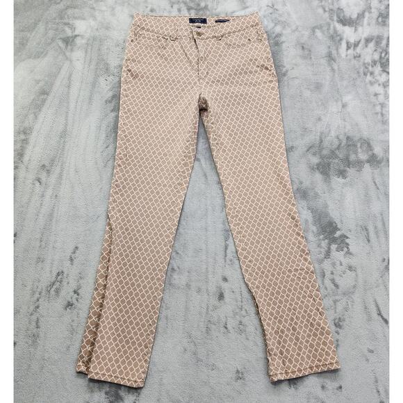 Charter Club Jeans Womens 10 Tan White Geometric Lexington Straight Leg Stretch - Picture 1 of 13